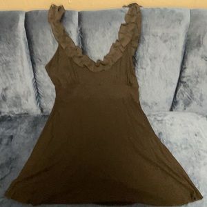 Black V neck baby doll tank with ruffles